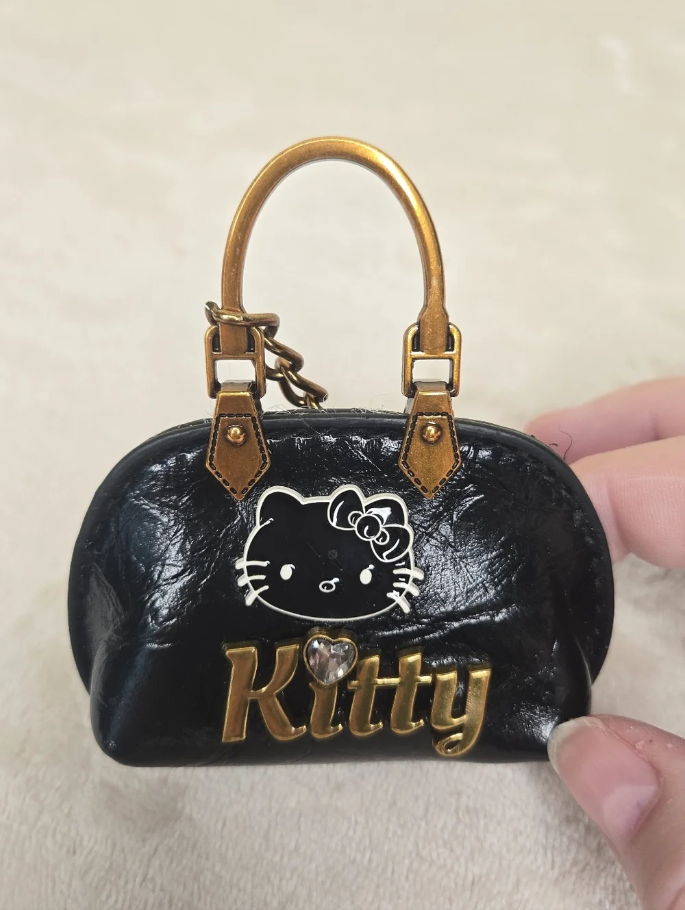 Hello Kitty Mini Black Patent Handbag Keychain